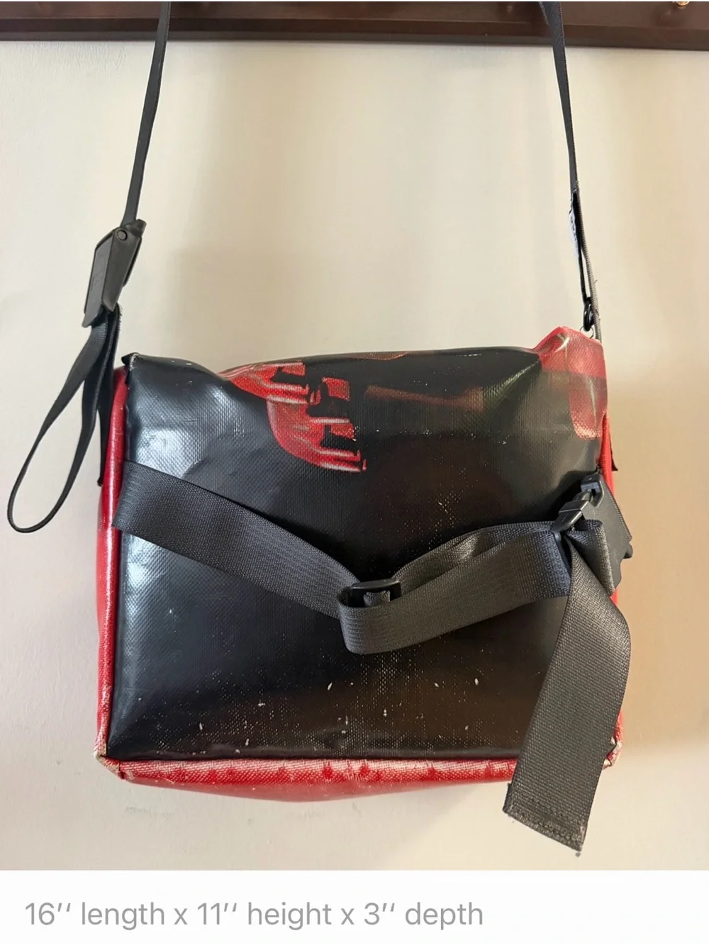 Freitag F14 Dexter Red Graphic Messenger Bag - Recycled Truck-Tarp Design